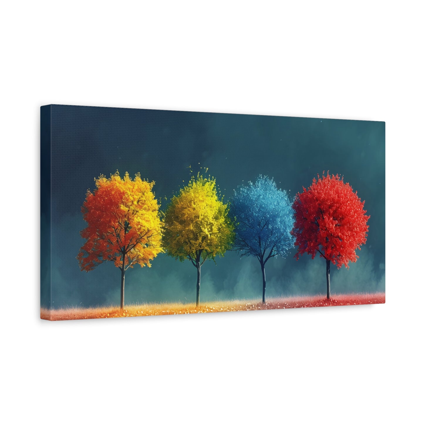 Colorful Matte Canvas. Vibrant Tree Art