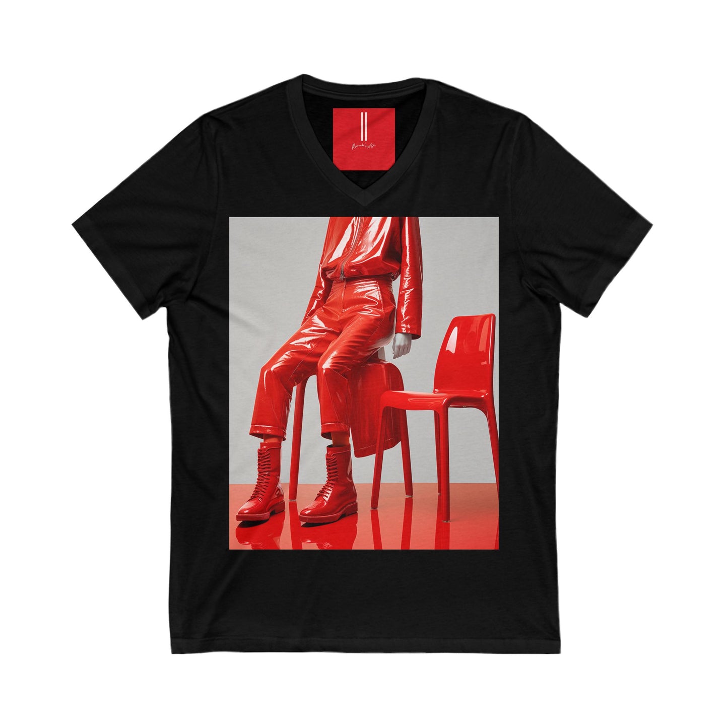 Unisex Tee. V-Neck. "Red Chair" Collection