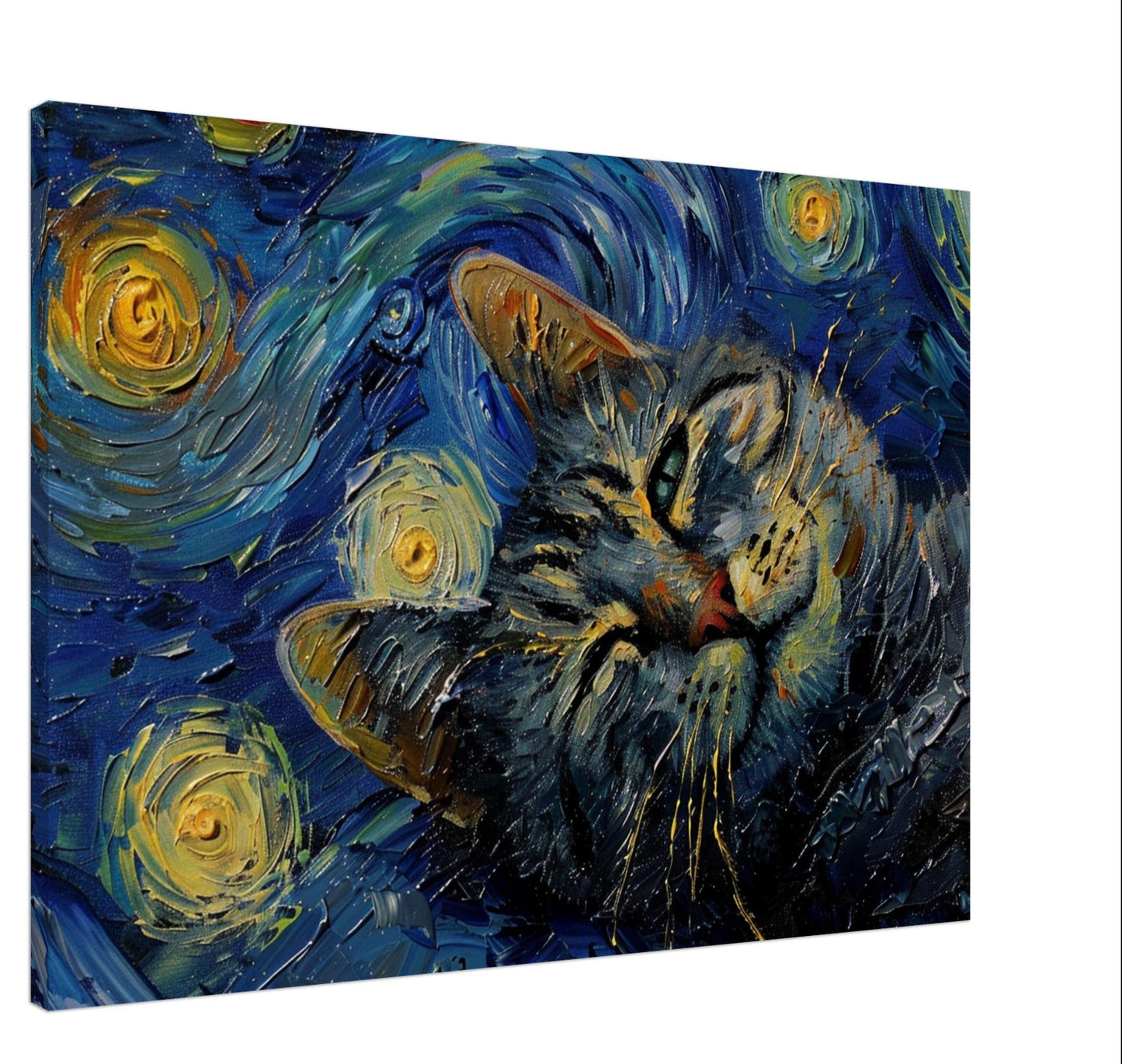 Magical Cat in a Starry Night CANVAS. 40x28, 47x31