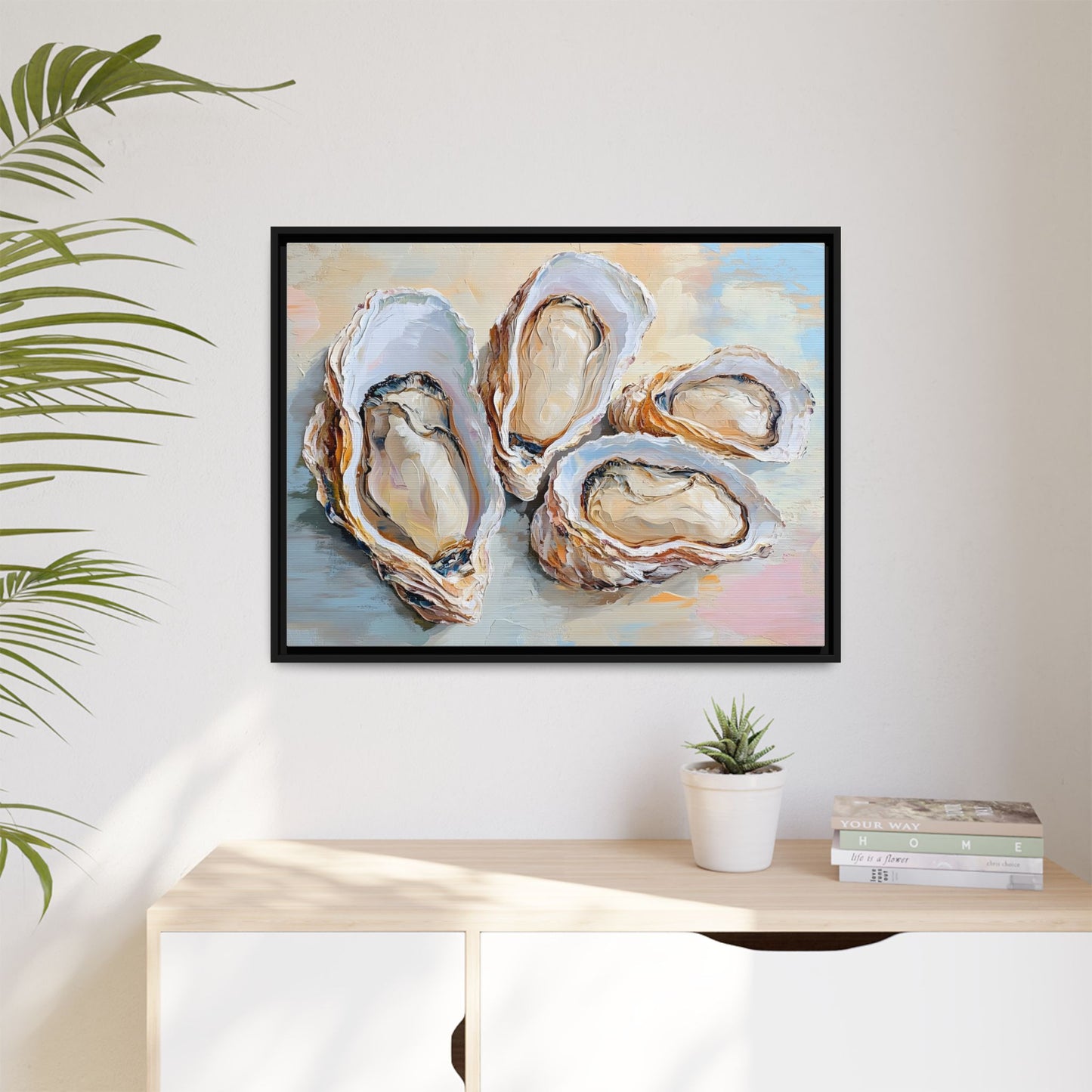Oysters Oil Paint Style Canva Art Print