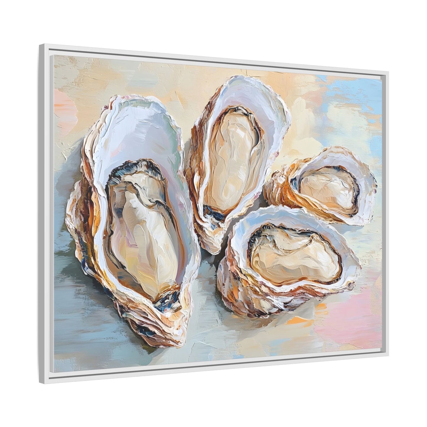 Oysters Oil Paint Style Canva Art Print