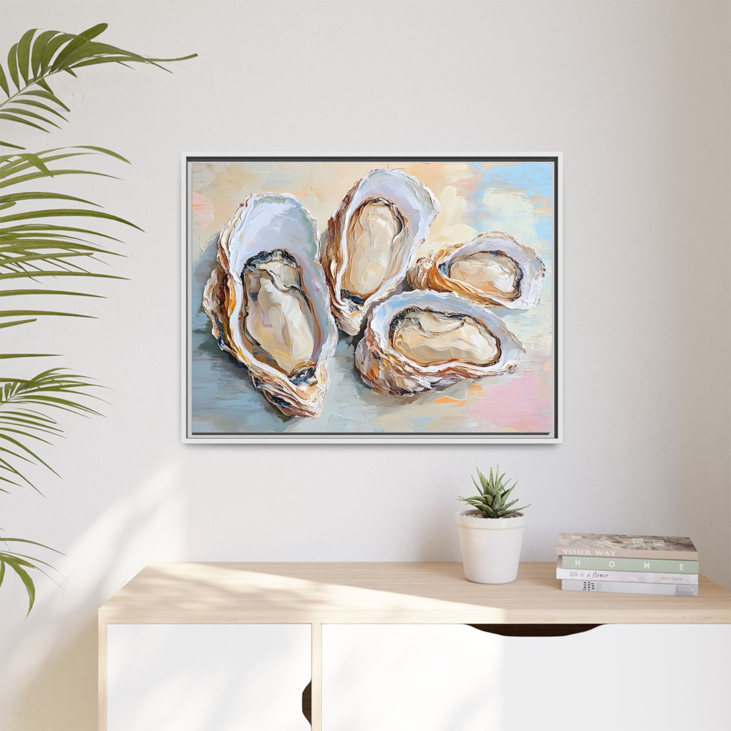 Oysters Oil Paint Style Canva Art Print