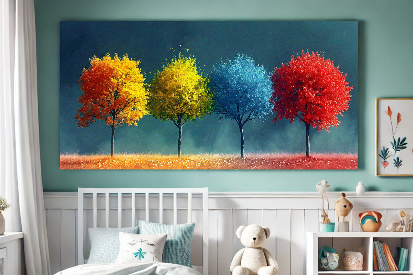 Colorful Matte Canvas. Vibrant Tree Art