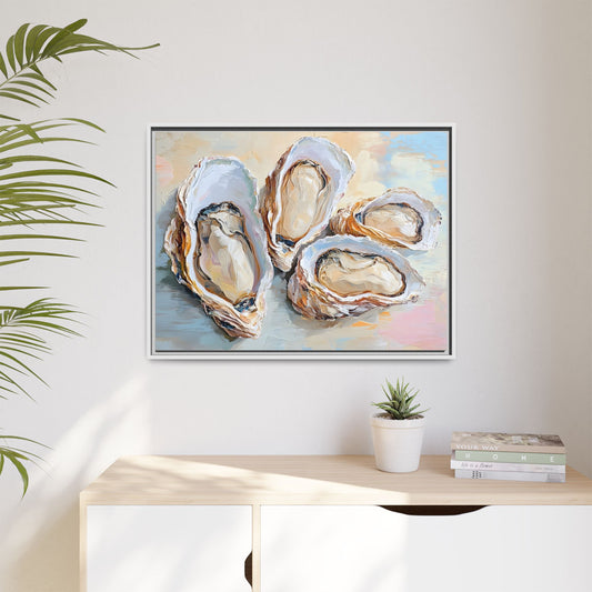 Oysters Oil Paint Style Canva Art Print